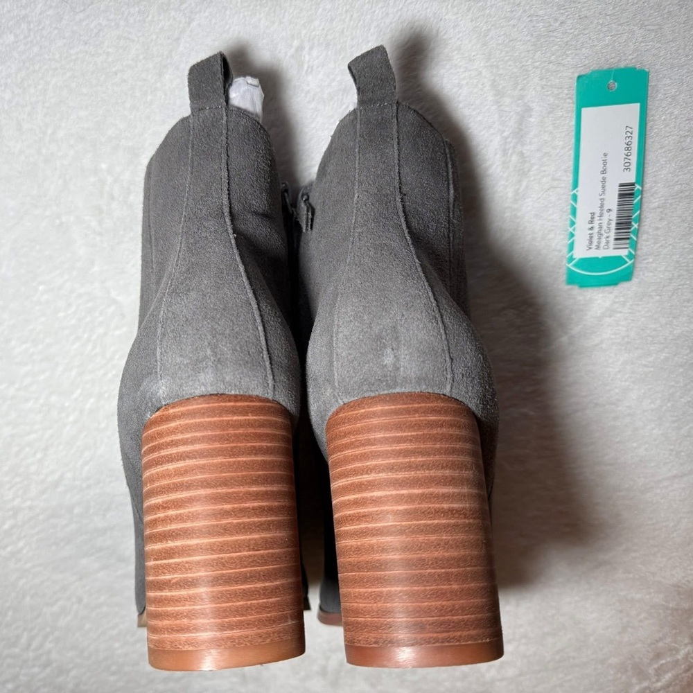 Violet & Red Meaghan Dark Grey Suede Heel Booties - Picture 3 of 4